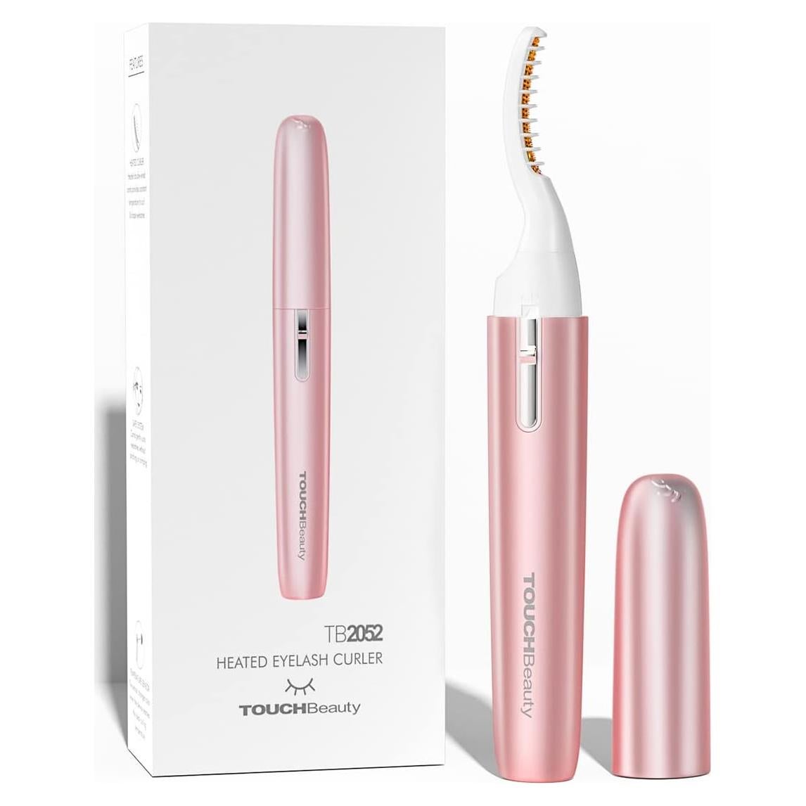TOUCHBeauty Heated Eyelash Curler - Electric Eyelash Curler with Comb - Lash Curler for Painless Quick Natural Curling(Battery is Not Included), Pink