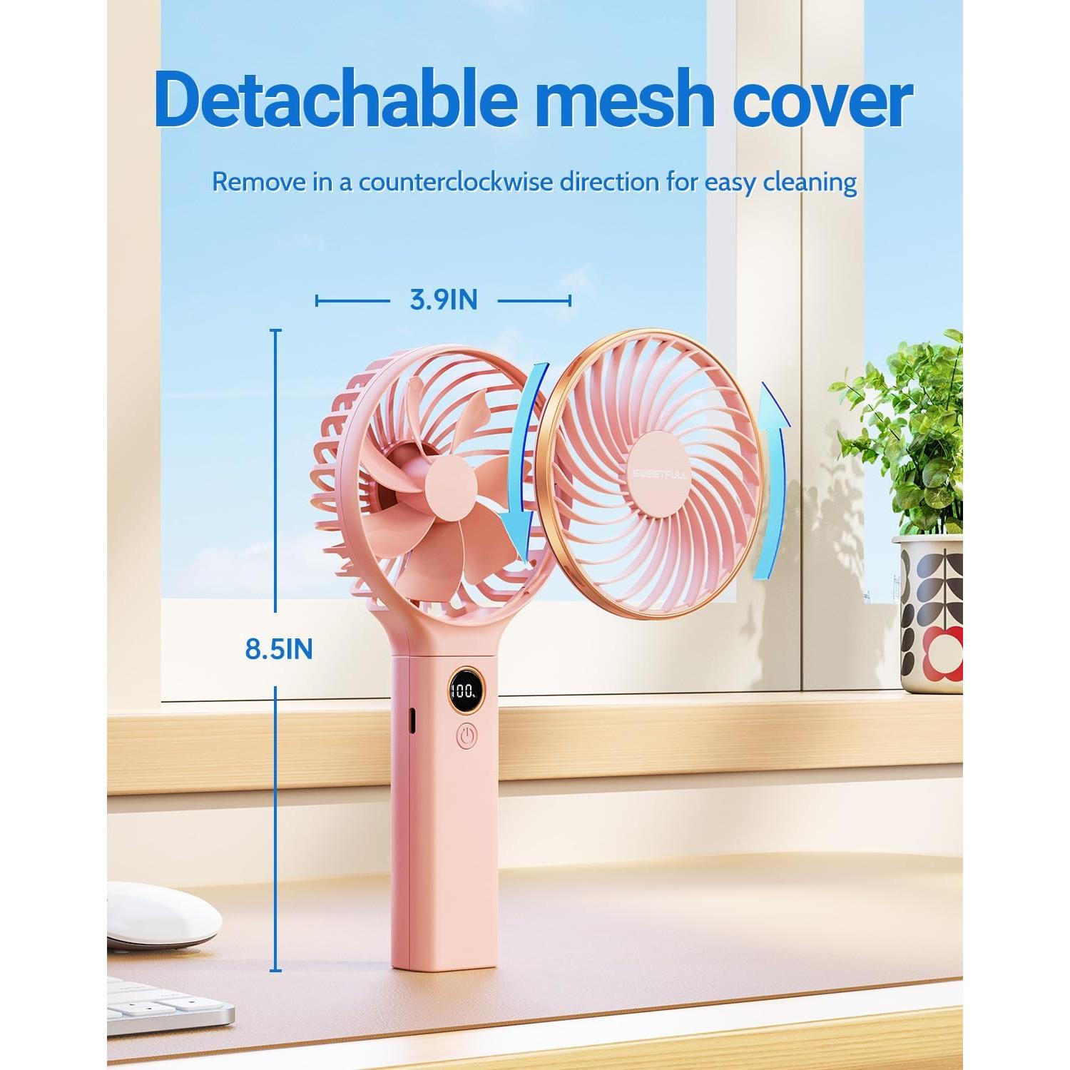 Ventilador de Mano SWEETFULL Plegable 5000mAh 6 Velocidades