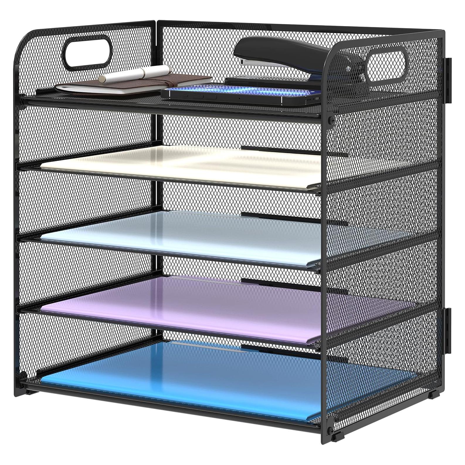 Organizador de Archivos Supeasy 5 Bandejas Metal Negro