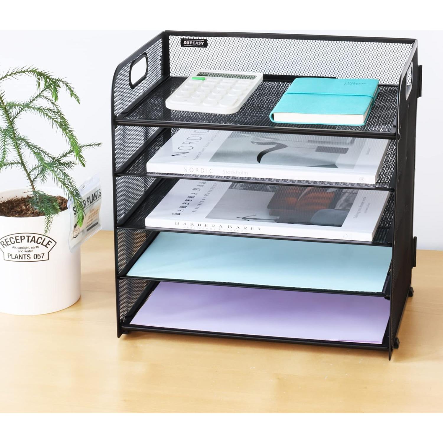 Organizador de Archivos Supeasy 5 Bandejas Metal Negro