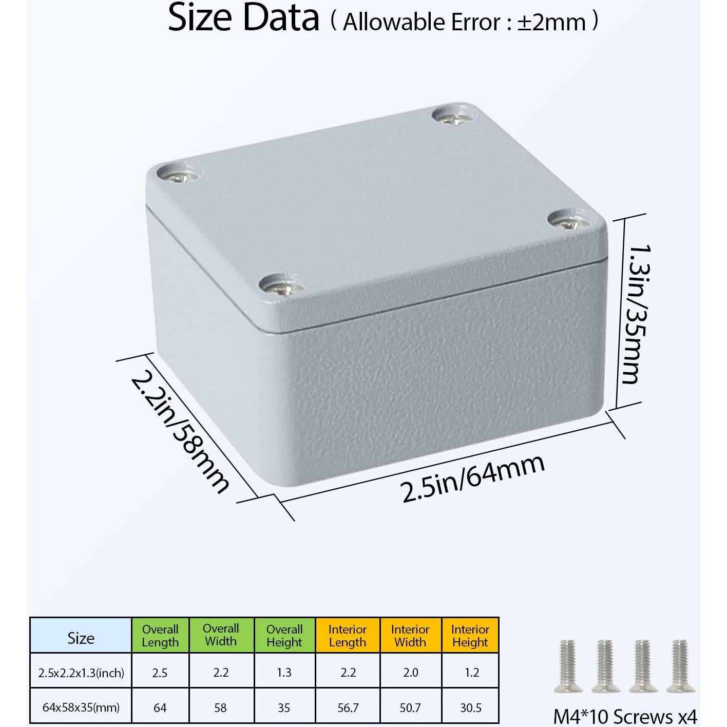 Caja de Conexiones LeMotech IP67 Aluminio 64x58x35mm Gris