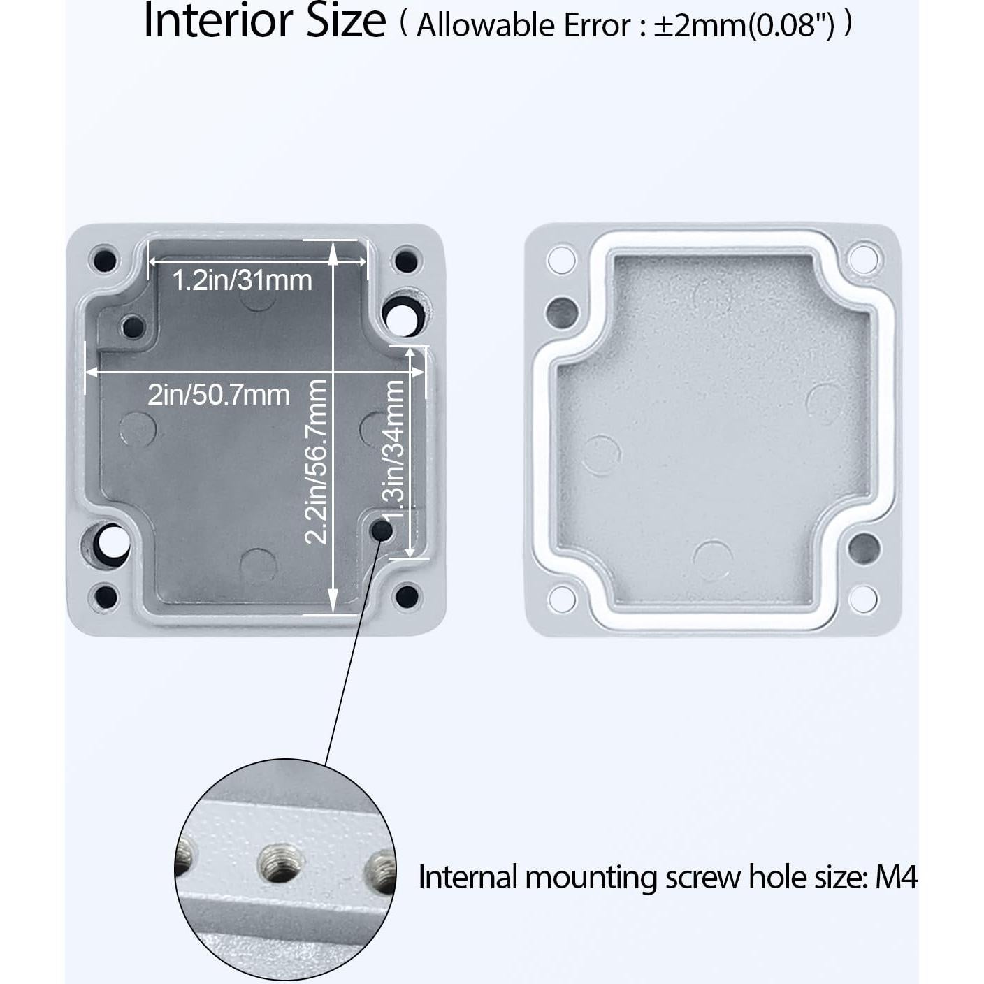 Caja de Conexiones LeMotech IP67 Aluminio 64x58x35mm Gris
