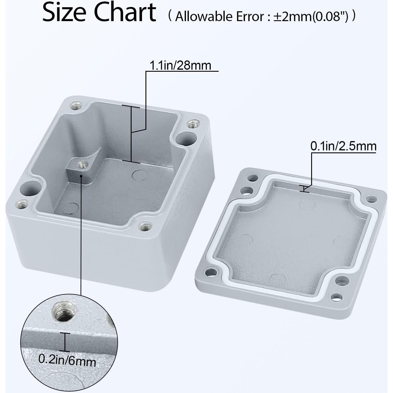 Caja de Conexiones LeMotech IP67 Aluminio 64x58x35mm Gris