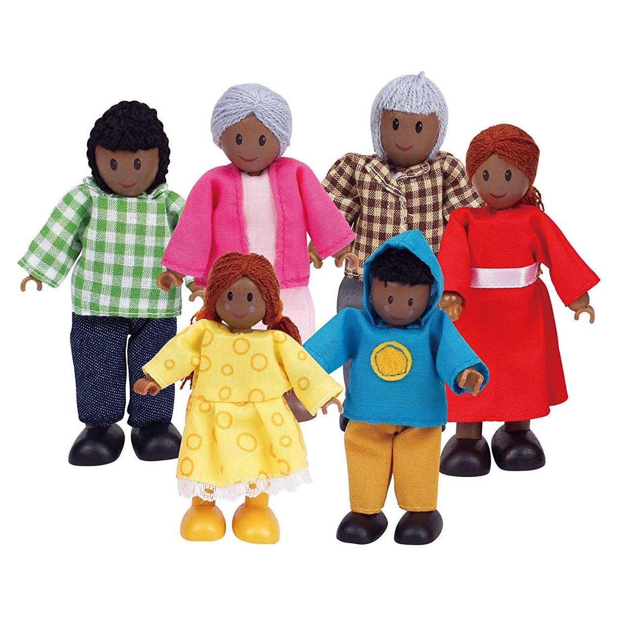 Hape Conjunto de Muñecas Afroamericanas de Madera - 6 Figuras