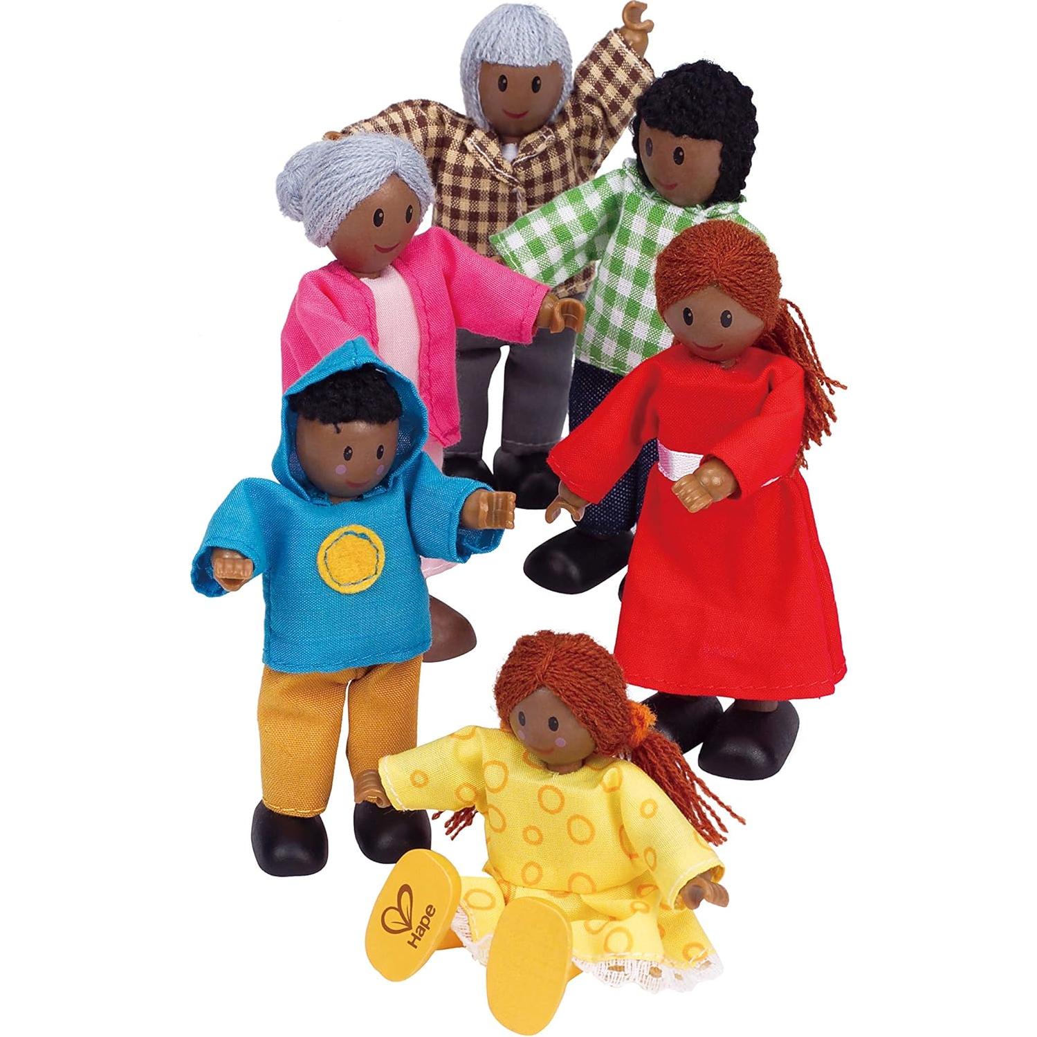 Hape Conjunto de Muñecas Afroamericanas de Madera - 6 Figuras