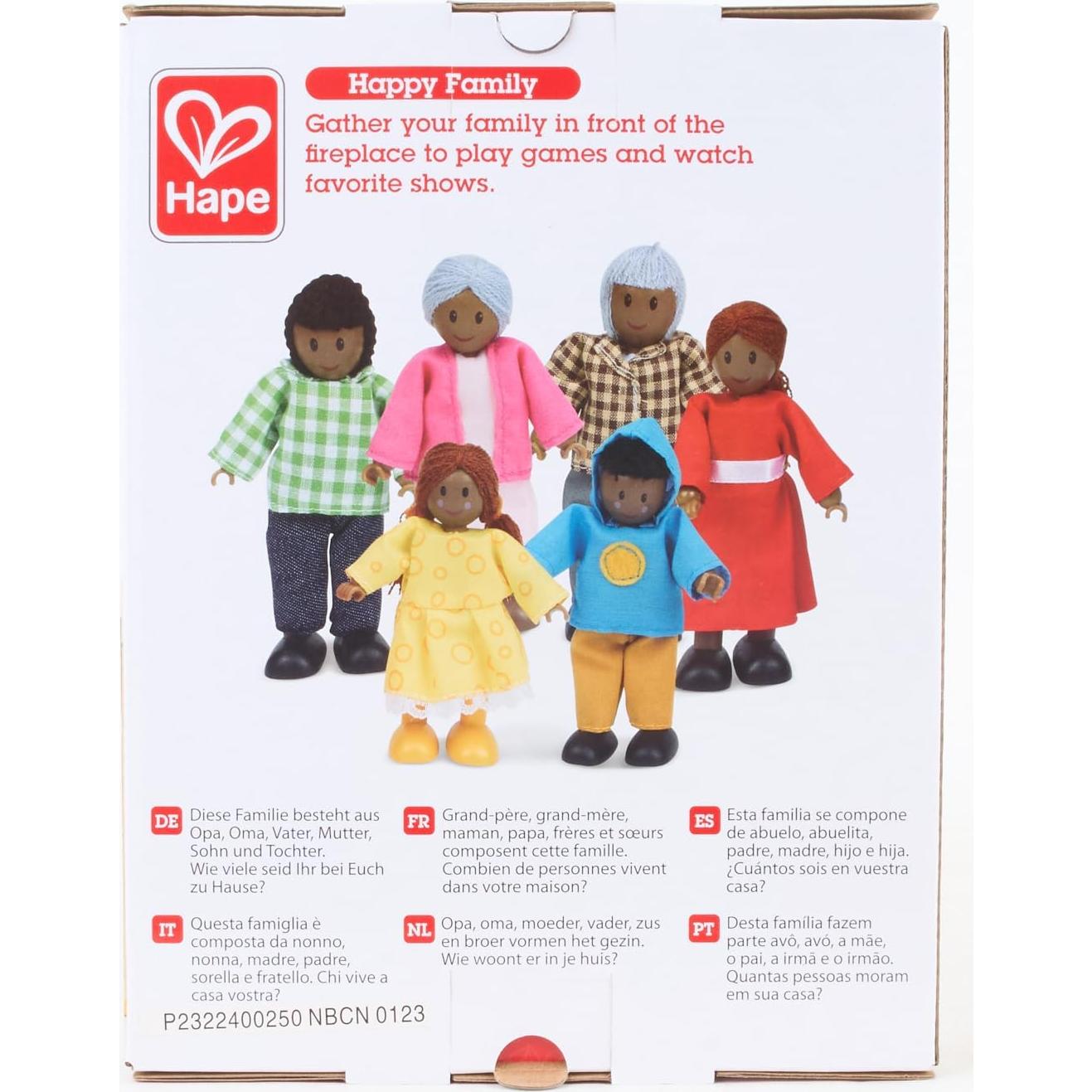 Hape Conjunto de Muñecas Afroamericanas de Madera - 6 Figuras