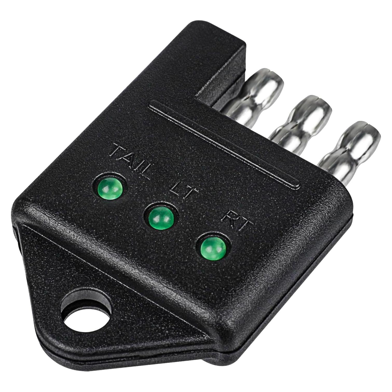 4 Pin Trailer Tester Connector Trailer Plug Tester Trailer Connector Tester，4-Pin Straight Trailer Wiring Tester