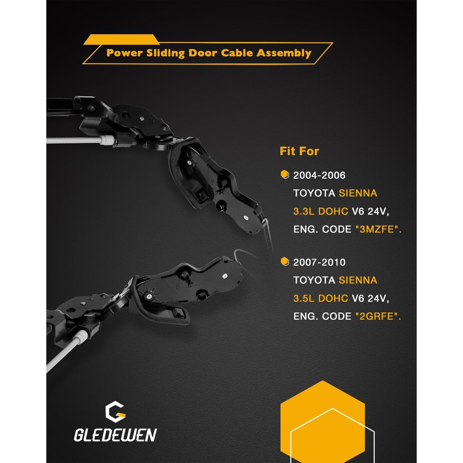 Conjunto de Cables de Puerta Deslizante Gledewen Toyota Sienna 2004-2010