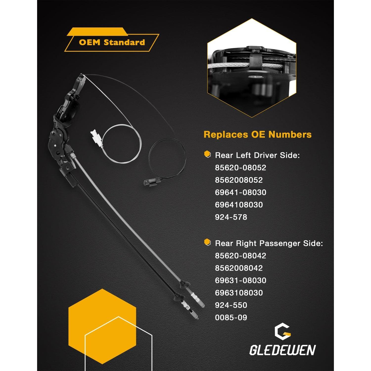 Conjunto de Cables de Puerta Deslizante Gledewen Toyota Sienna 2004-2010