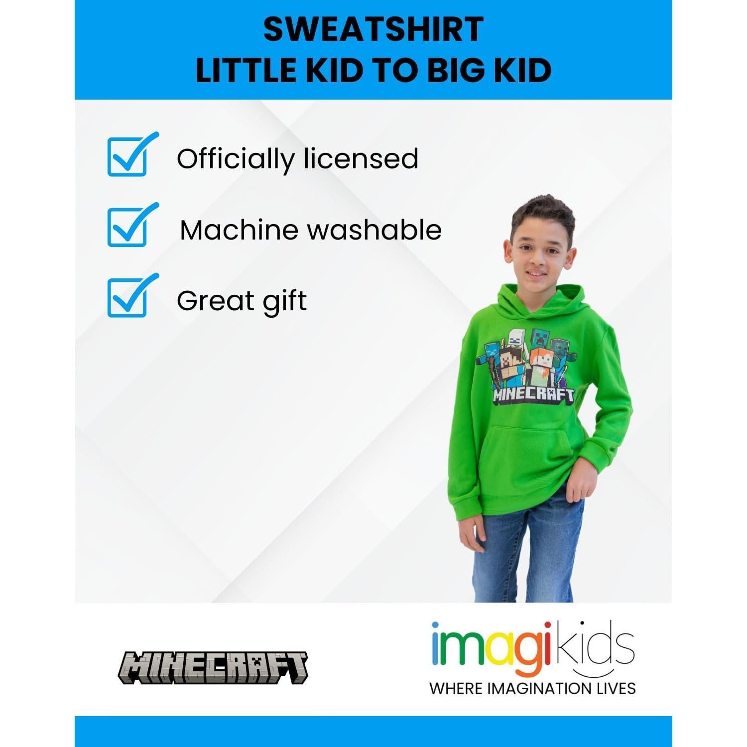 Sudadera con Capucha Minecraft Creeper Niños 4-20 Años