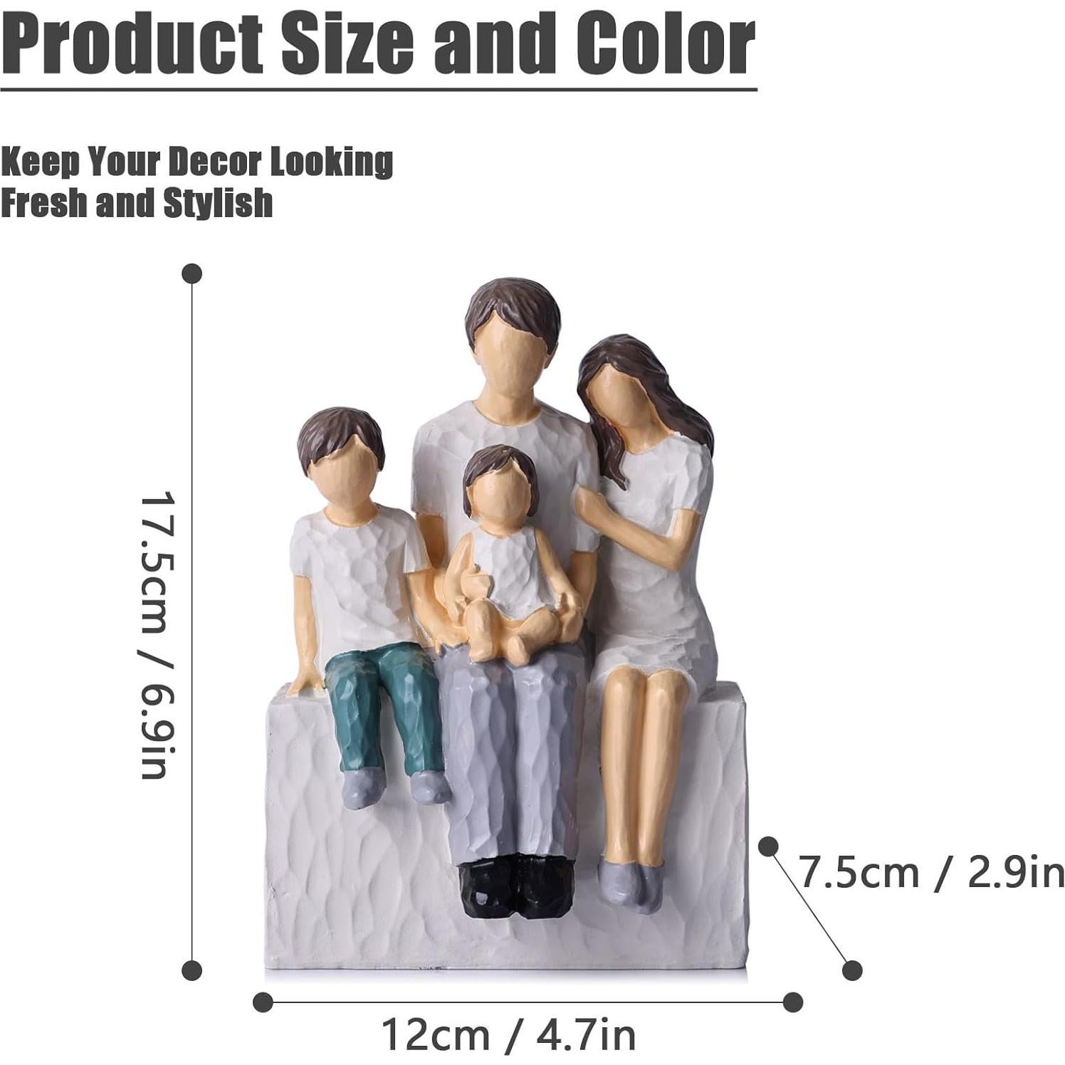 Figurita Familiar de 4 XMGZQ - Escultura de Resina Art Deco