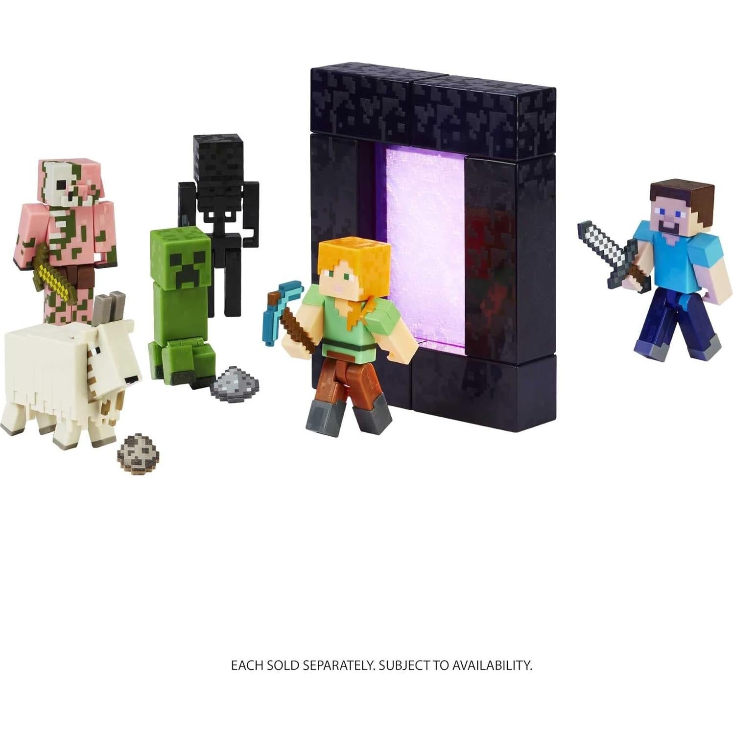 Figura de Acción Creeper Minecraft Mattel 8.26 cm con Portal