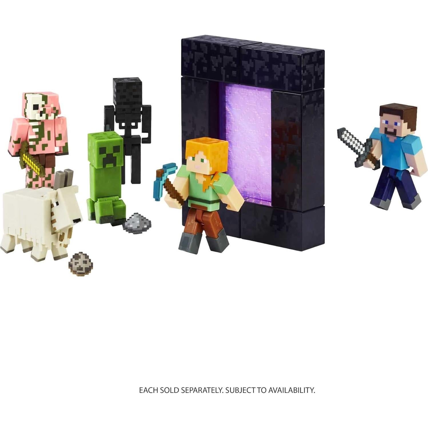 Figura de Acción Creeper Minecraft Mattel 8.26 cm con Portal