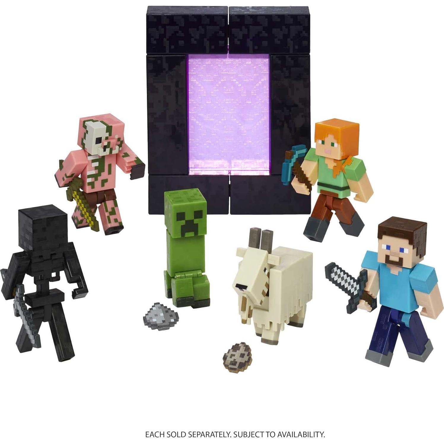 Figura de Acción Creeper Minecraft Mattel 8.26 cm con Portal