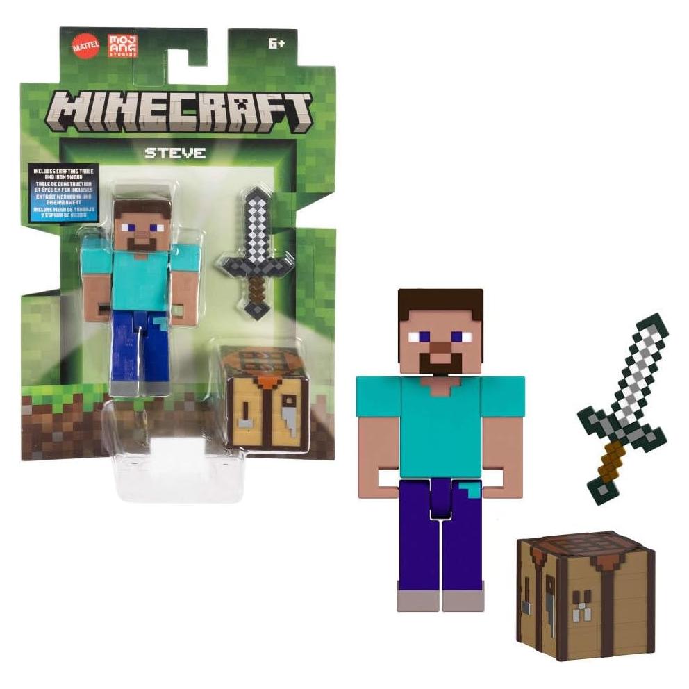 Mattel Minecraft Action Figure & Accessories 2-Pack with Steve in 3.25-inch Scale, Collectible Toy Set