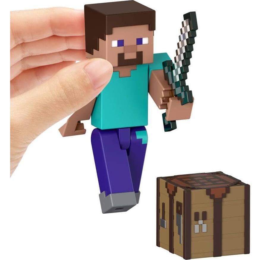 Mattel Minecraft Action Figure & Accessories 2-Pack with Steve in 3.25-inch Scale, Collectible Toy Set