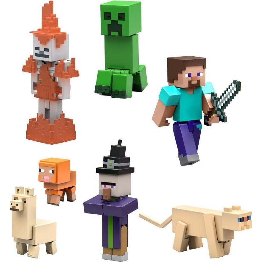 Mattel Minecraft Action Figure & Accessories 2-Pack with Steve in 3.25-inch Scale, Collectible Toy Set