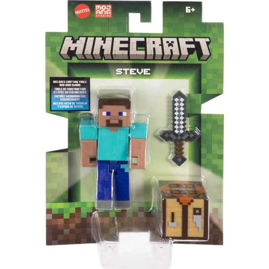 Mattel Minecraft Action Figure & Accessories 2-Pack with Steve in 3.25-inch Scale, Collectible Toy Set