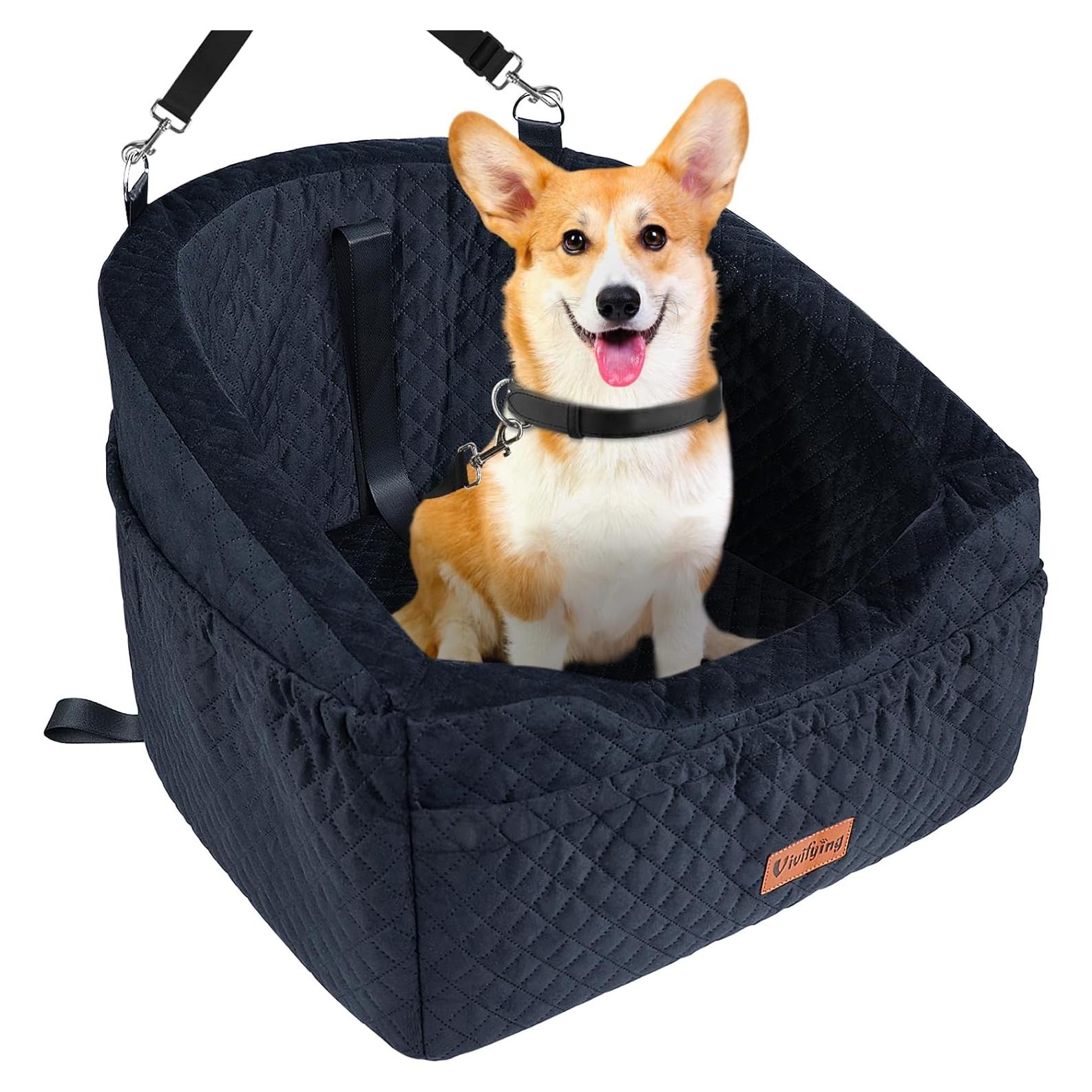 Asiento de Coche para Perros Vivifying Negro 48x45x35cm hasta 13.6kg