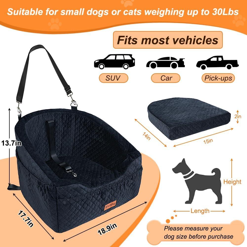 Asiento de Coche para Perros Vivifying Negro 48x45x35cm hasta 13.6kg