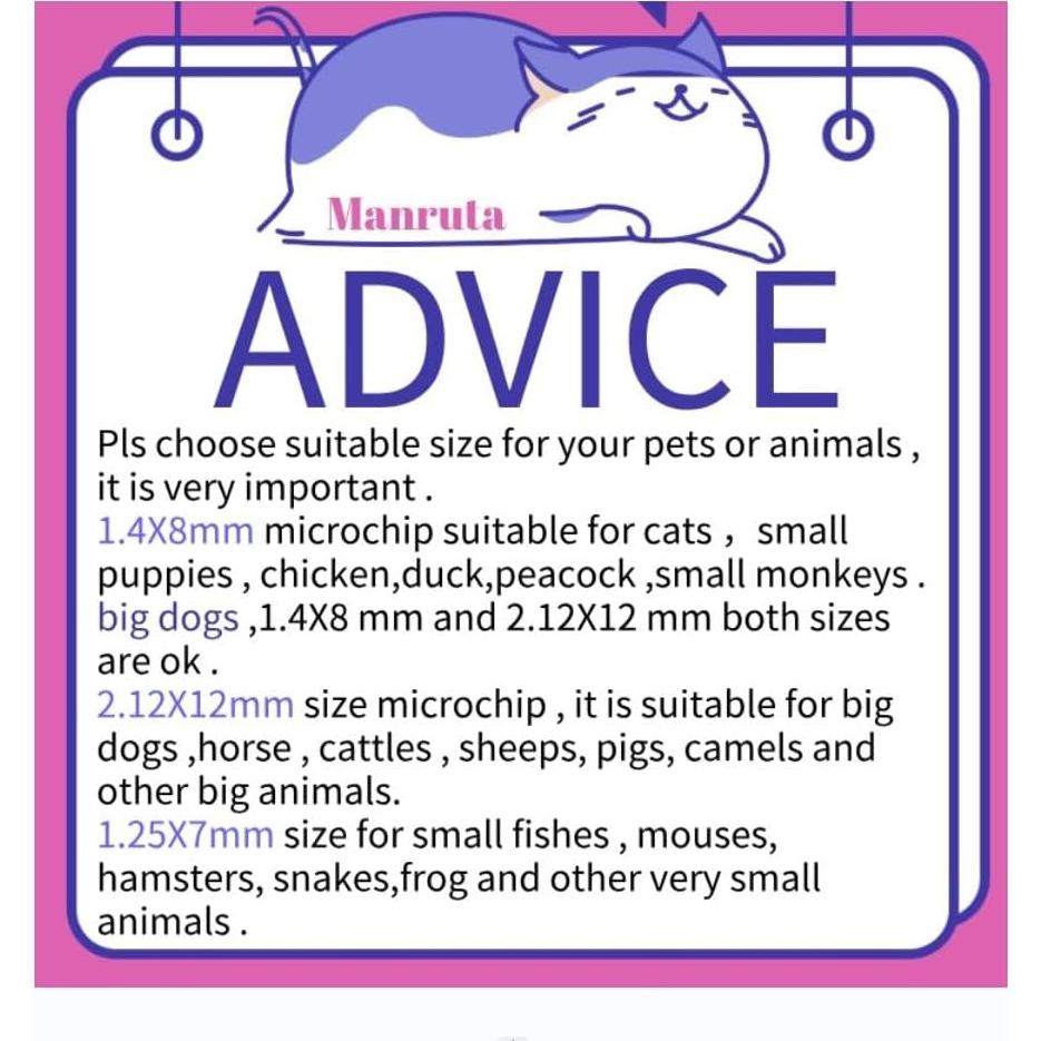 Microchips de Identificación para Mascotas Manruta 20 Pack 1.25x7mm