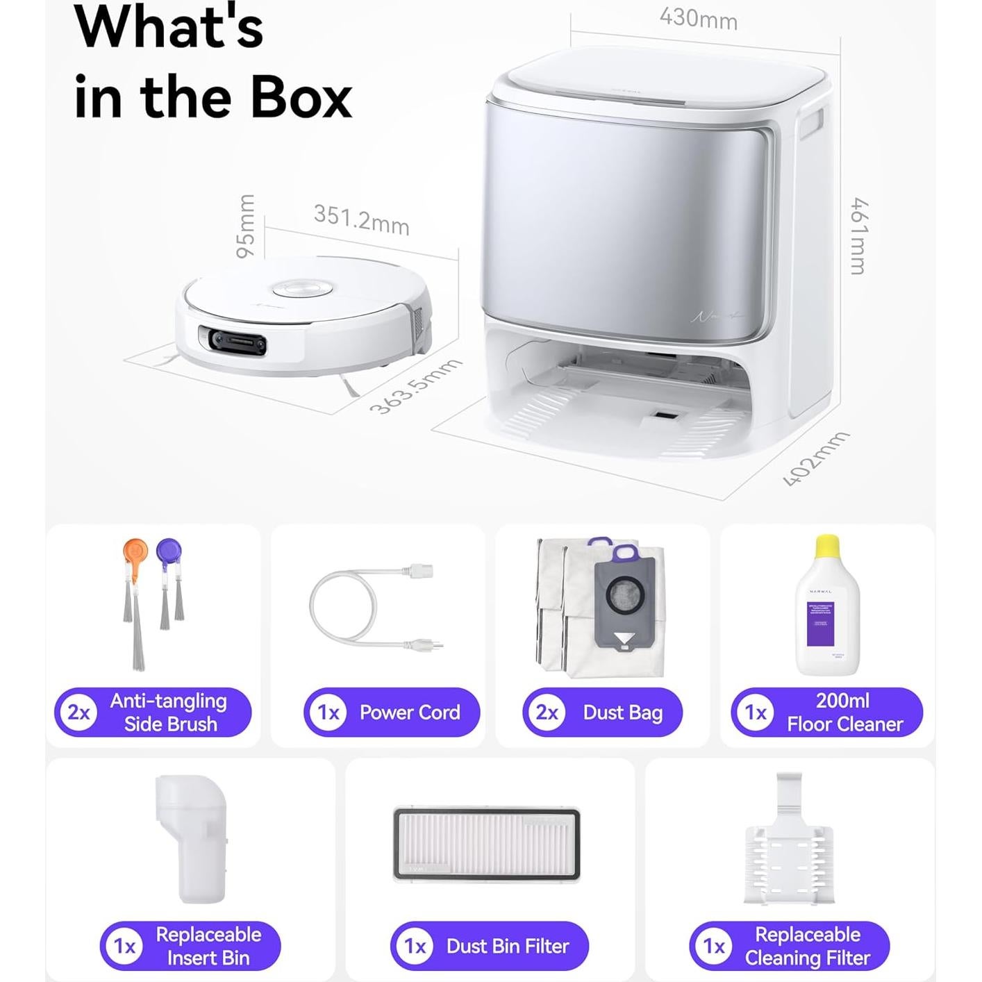 Robot Aspirador y Mopa NARWAL Flow, Succión 22,000 Pa, AI