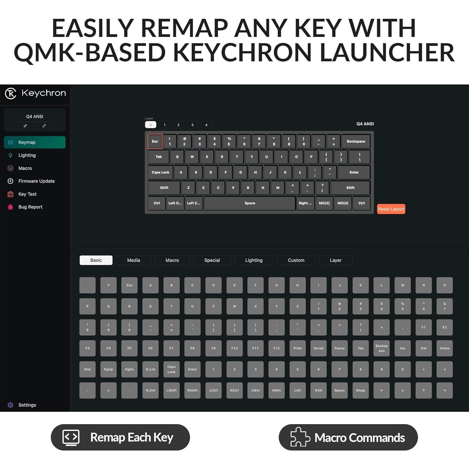 Teclado Mecánico Keychron Q4 60% Programable USB-C Gris