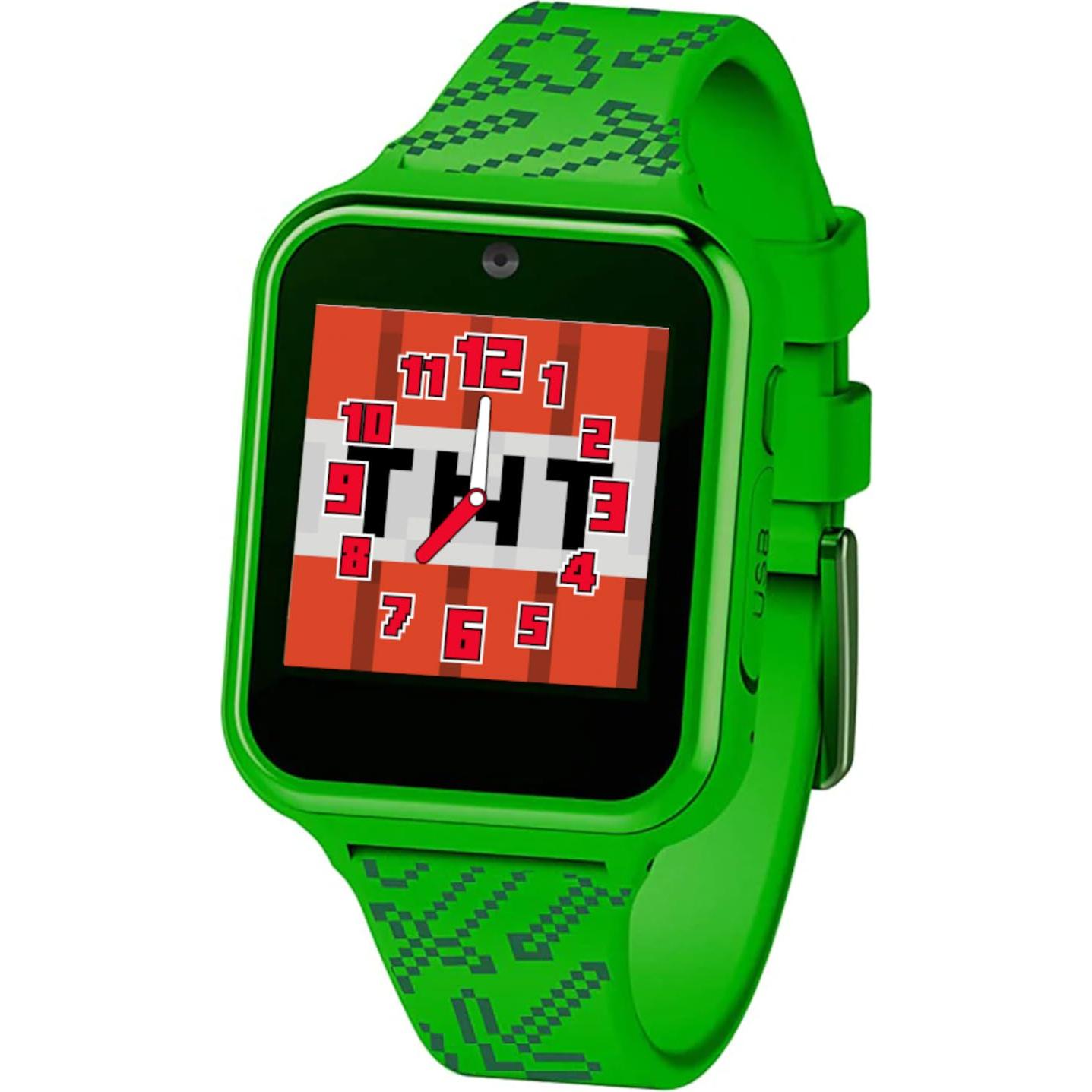 Minecraft Kids Smart Watch – Touchscreen Interactive Watch with 10 Customizable Clock Faces, Built-in Camera, Video Recorder, Alarm, Calculator, Games & Pedometer – Fits Wrists 5.5" to 8"