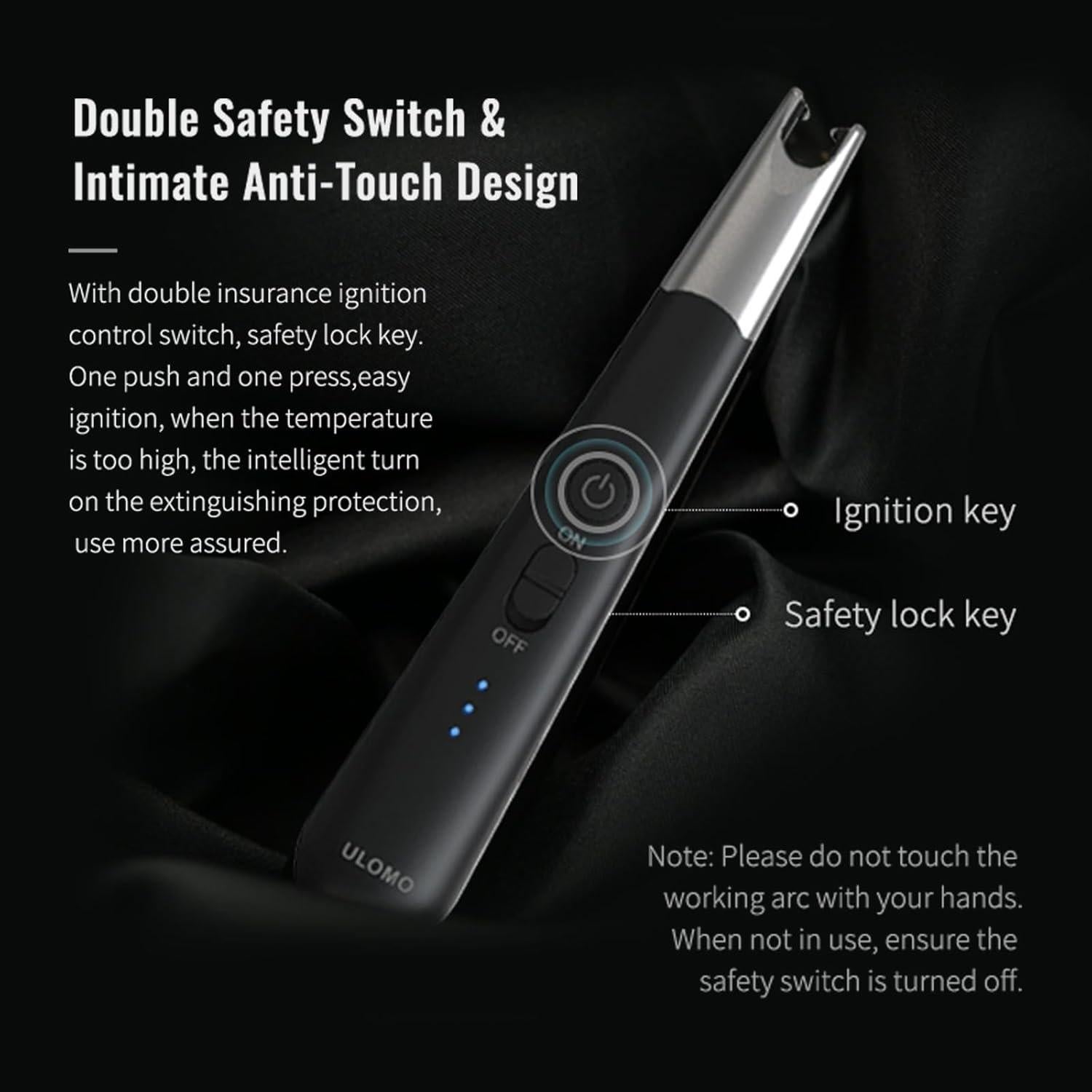 Encendedor Eléctrico ULOMO Recargable Tipo C a Prueba de Viento