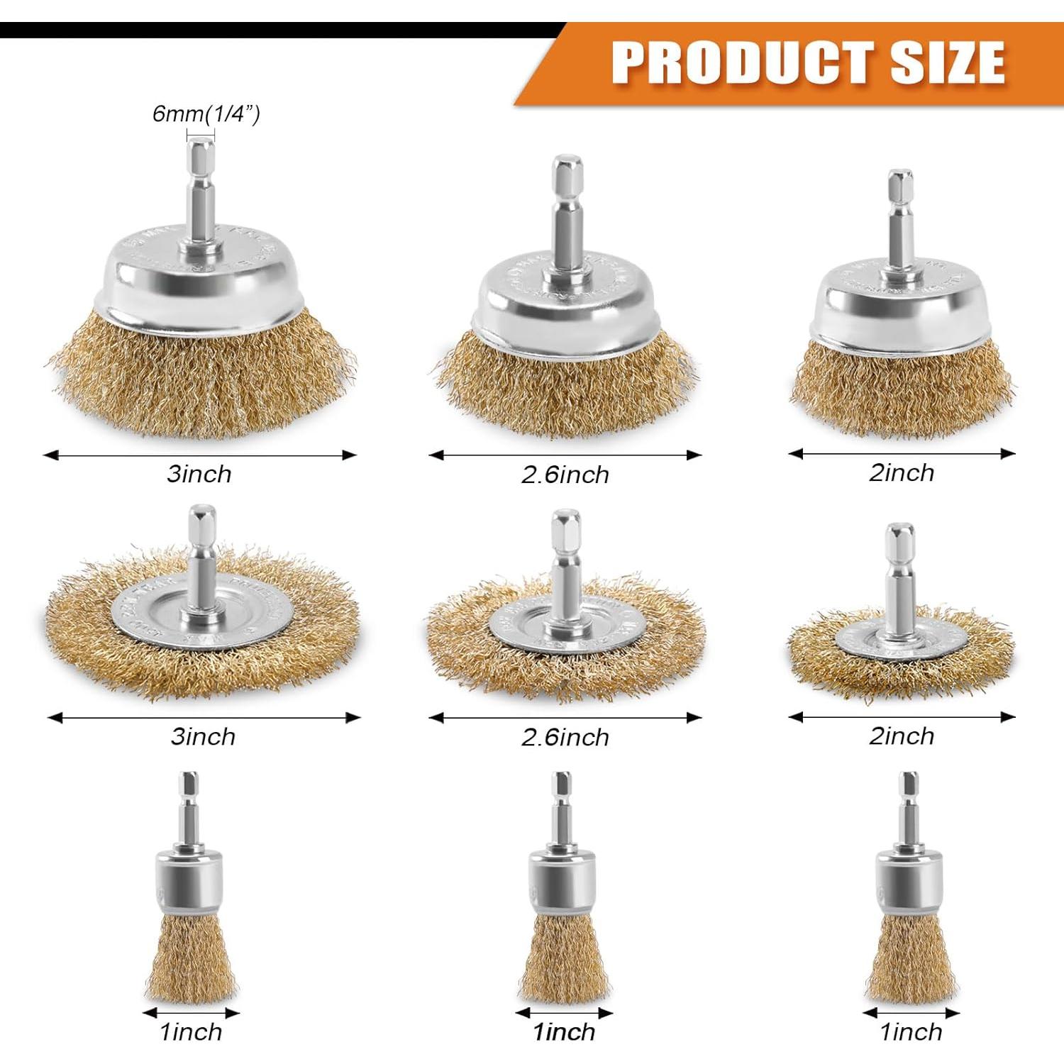 Juego de Cepillos de Alambre Poliwell 9 Piezas para Taladro