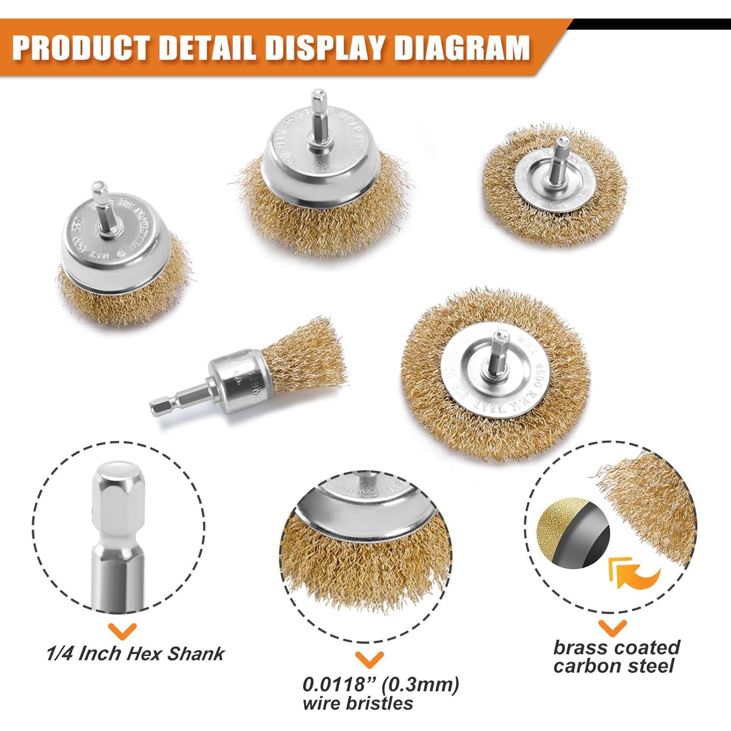 Juego de Cepillos de Alambre Poliwell 9 Piezas para Taladro