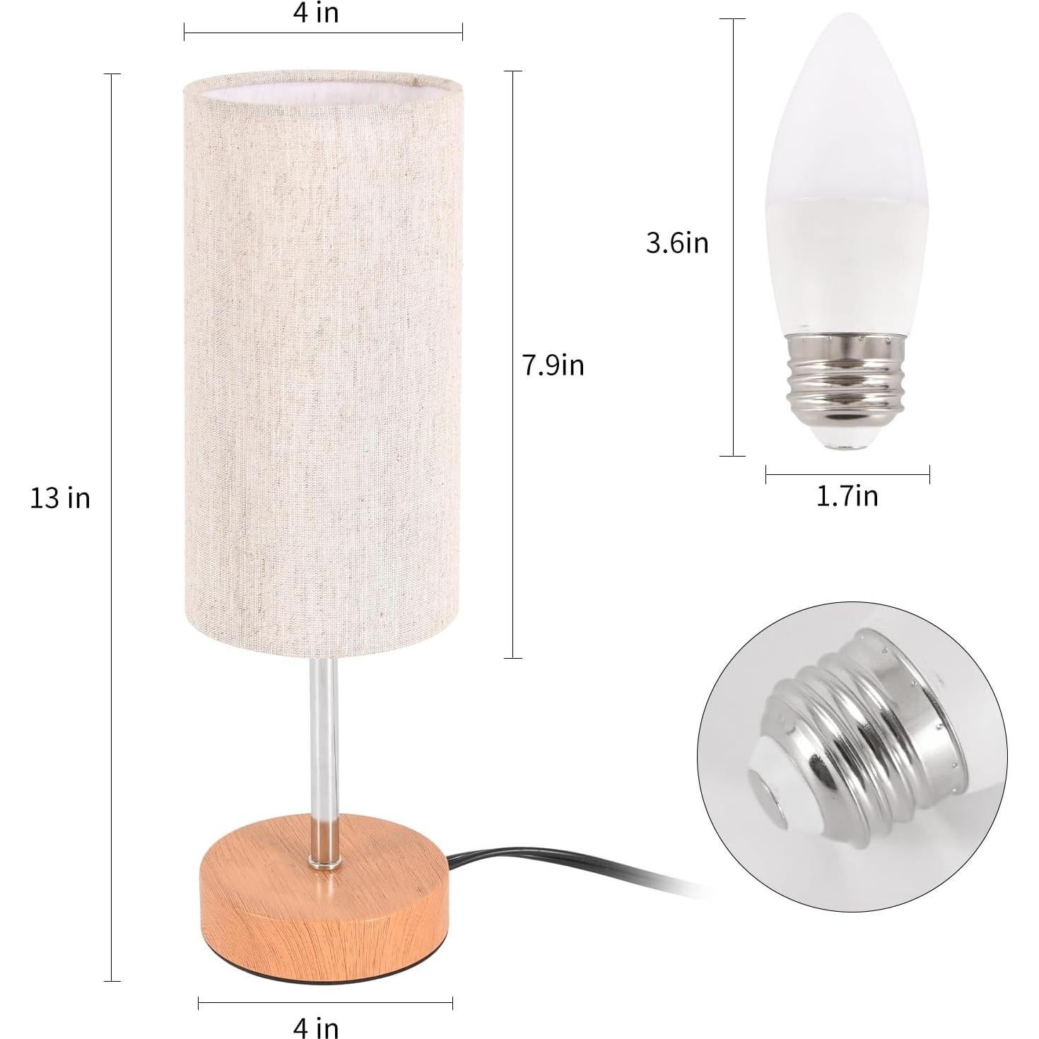 2 Lámparas de Mesa Minimalistas Rboos con Pantalla de Lino