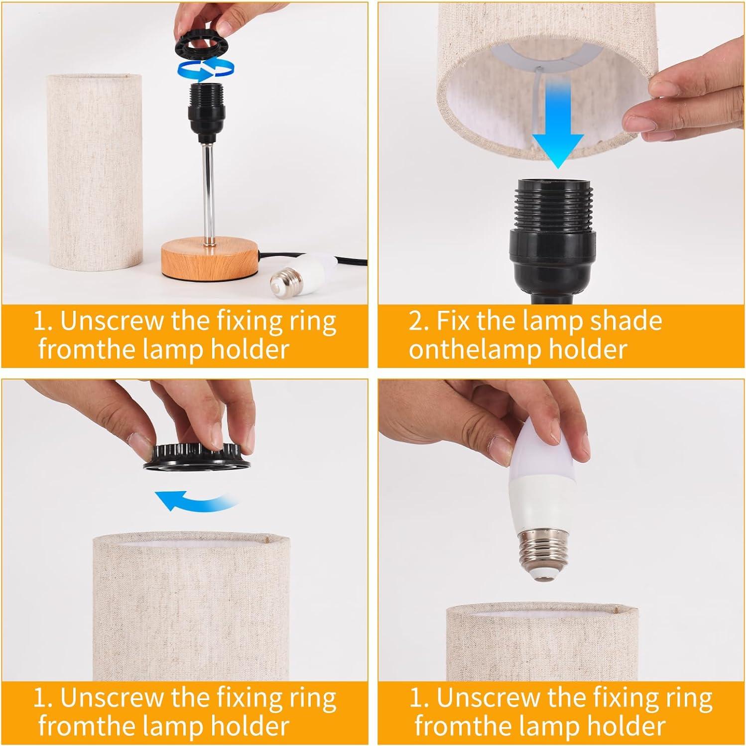 2 Lámparas de Mesa Minimalistas Rboos con Pantalla de Lino