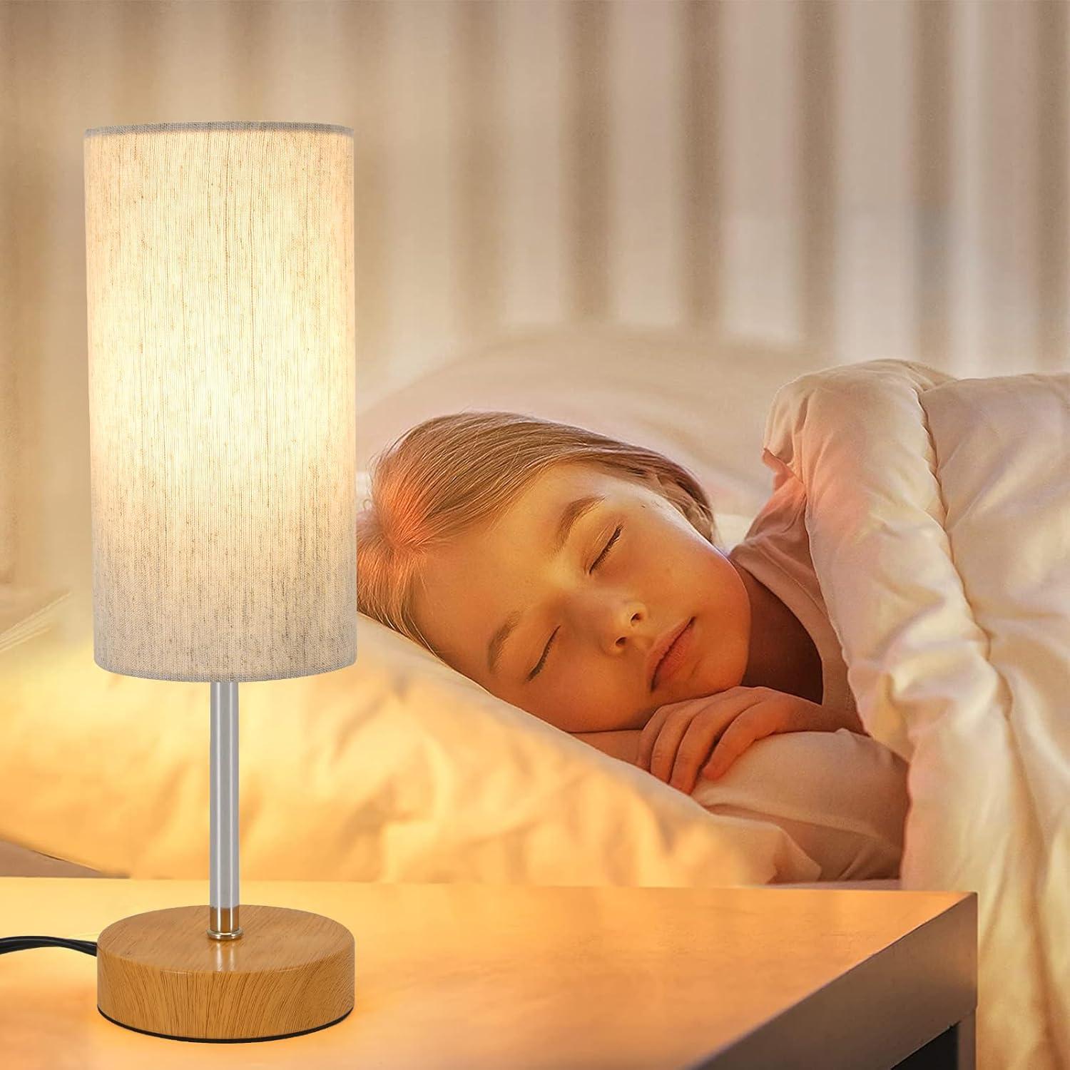 2 Lámparas de Mesa Minimalistas Rboos con Pantalla de Lino