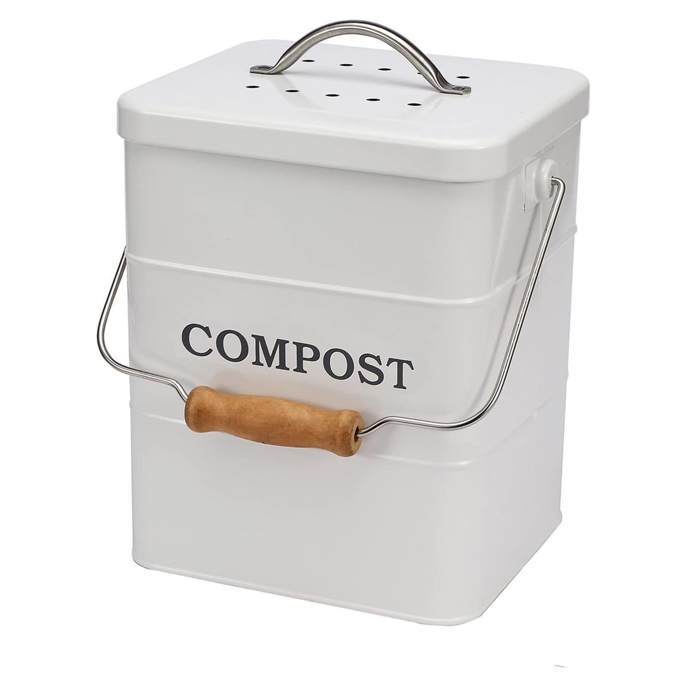 Contenedor de Compost Acero Inoxidable Ayacatz 3.78L Blanco