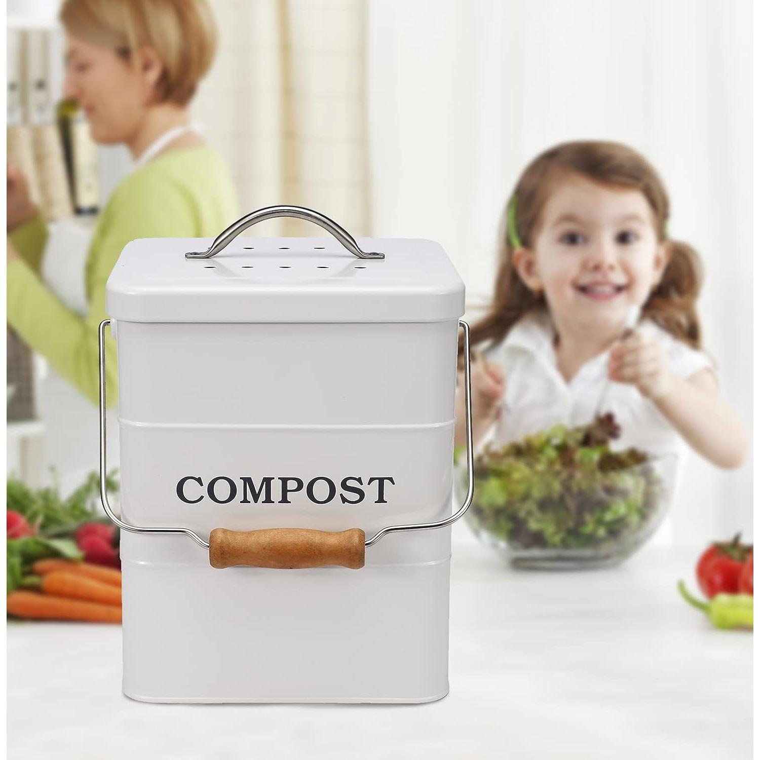 Contenedor de Compost Acero Inoxidable Ayacatz 3.78L Blanco