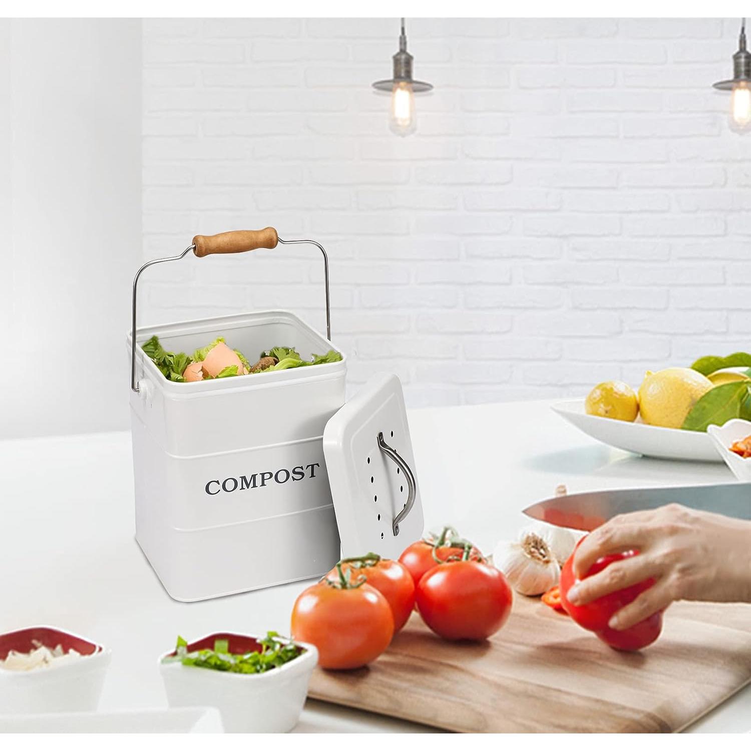 Contenedor de Compost Acero Inoxidable Ayacatz 3.78L Blanco