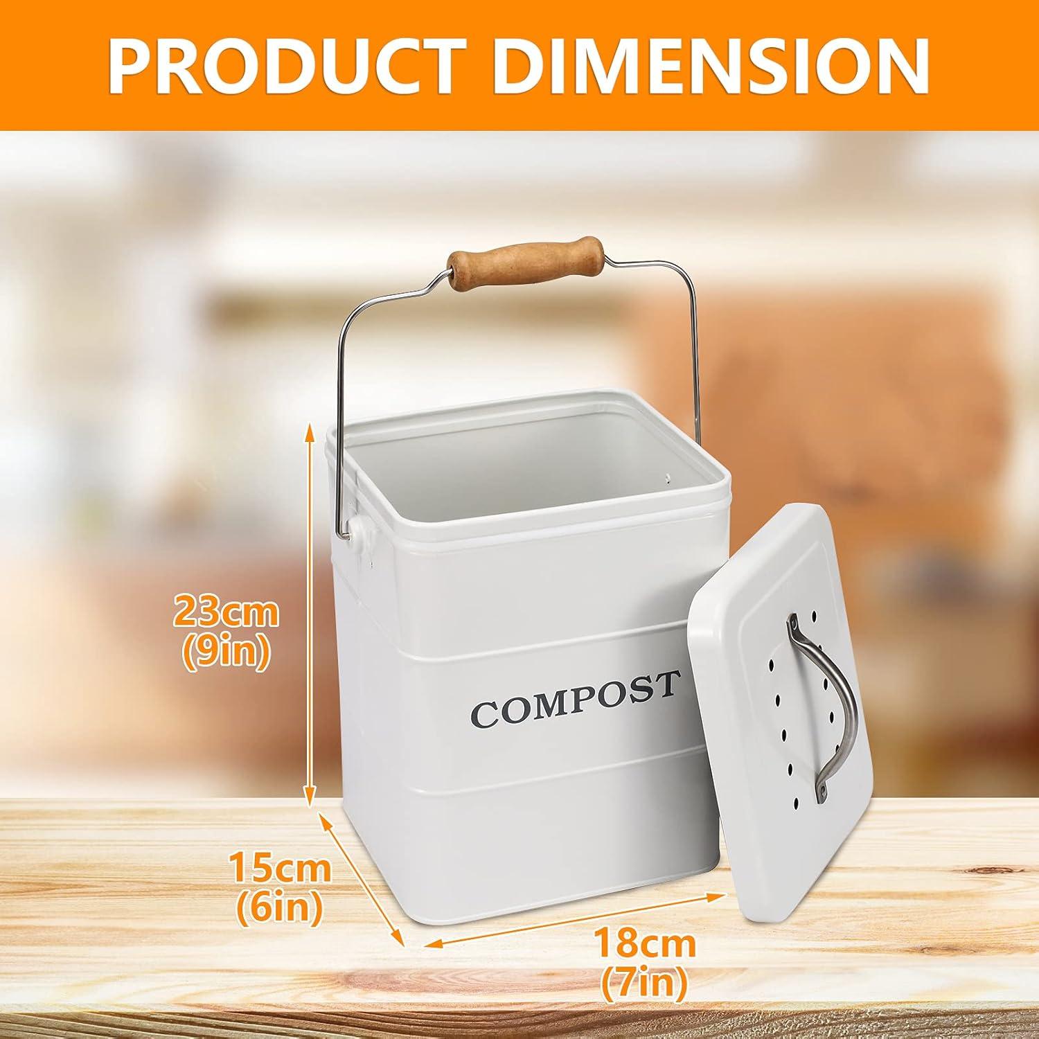 Contenedor de Compost Acero Inoxidable Ayacatz 3.78L Blanco