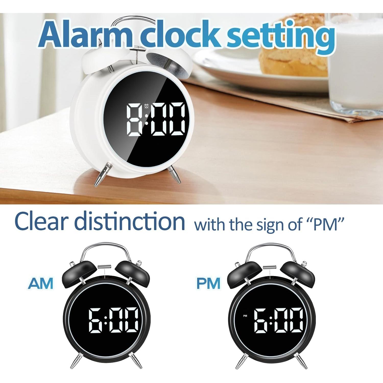 Reloj Despertador Digital JouJong 4" Alarma Ruidosa Retro