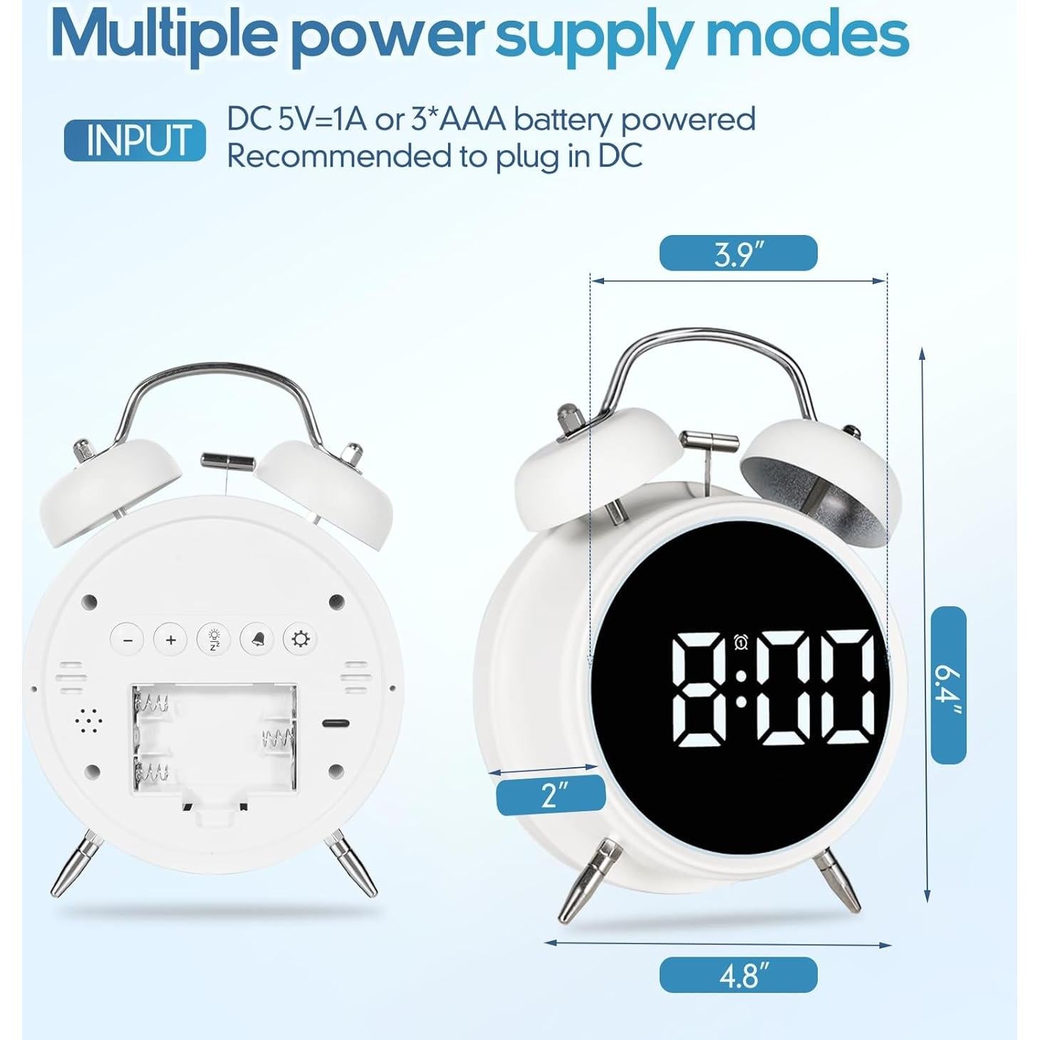 Reloj Despertador Digital JouJong 4" Alarma Ruidosa Retro