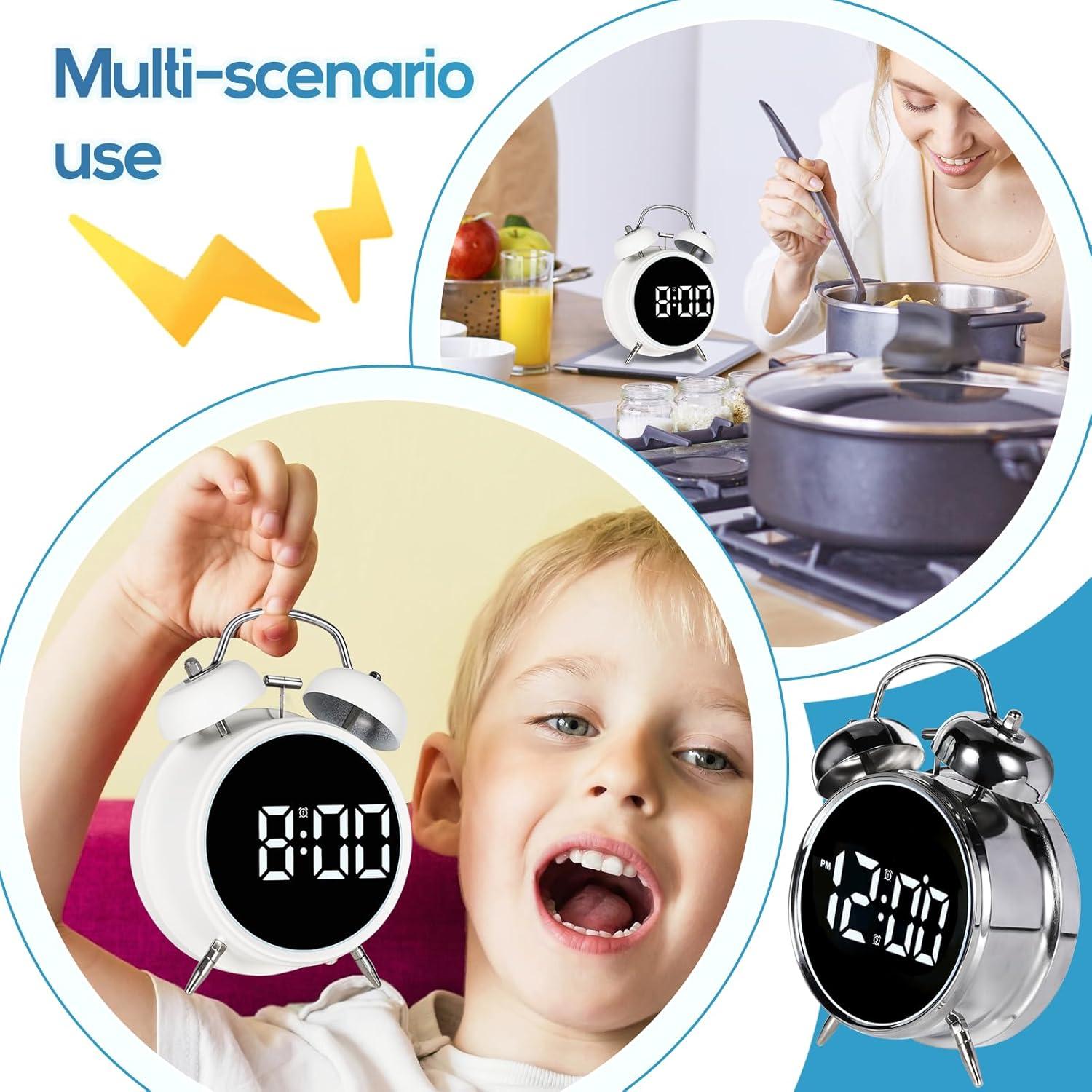 Reloj Despertador Digital JouJong 4" Alarma Ruidosa Retro