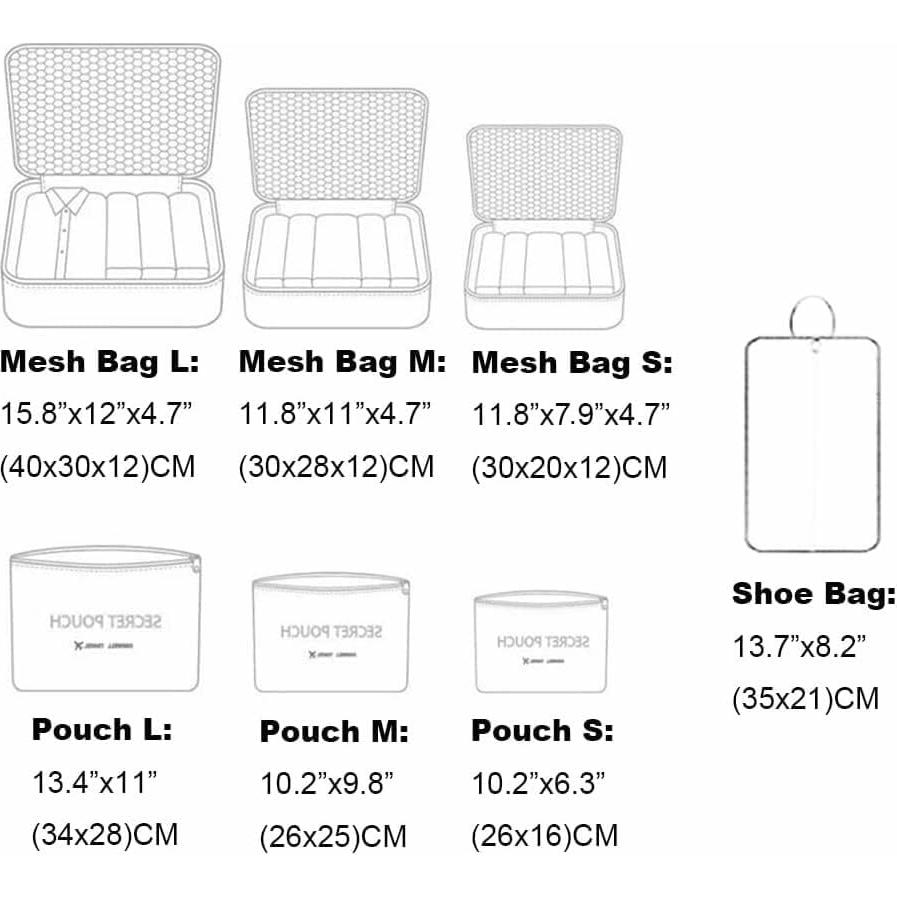 Conjunto de 7 Cubos de Empaque Fxkoolr - Impermeables Azul