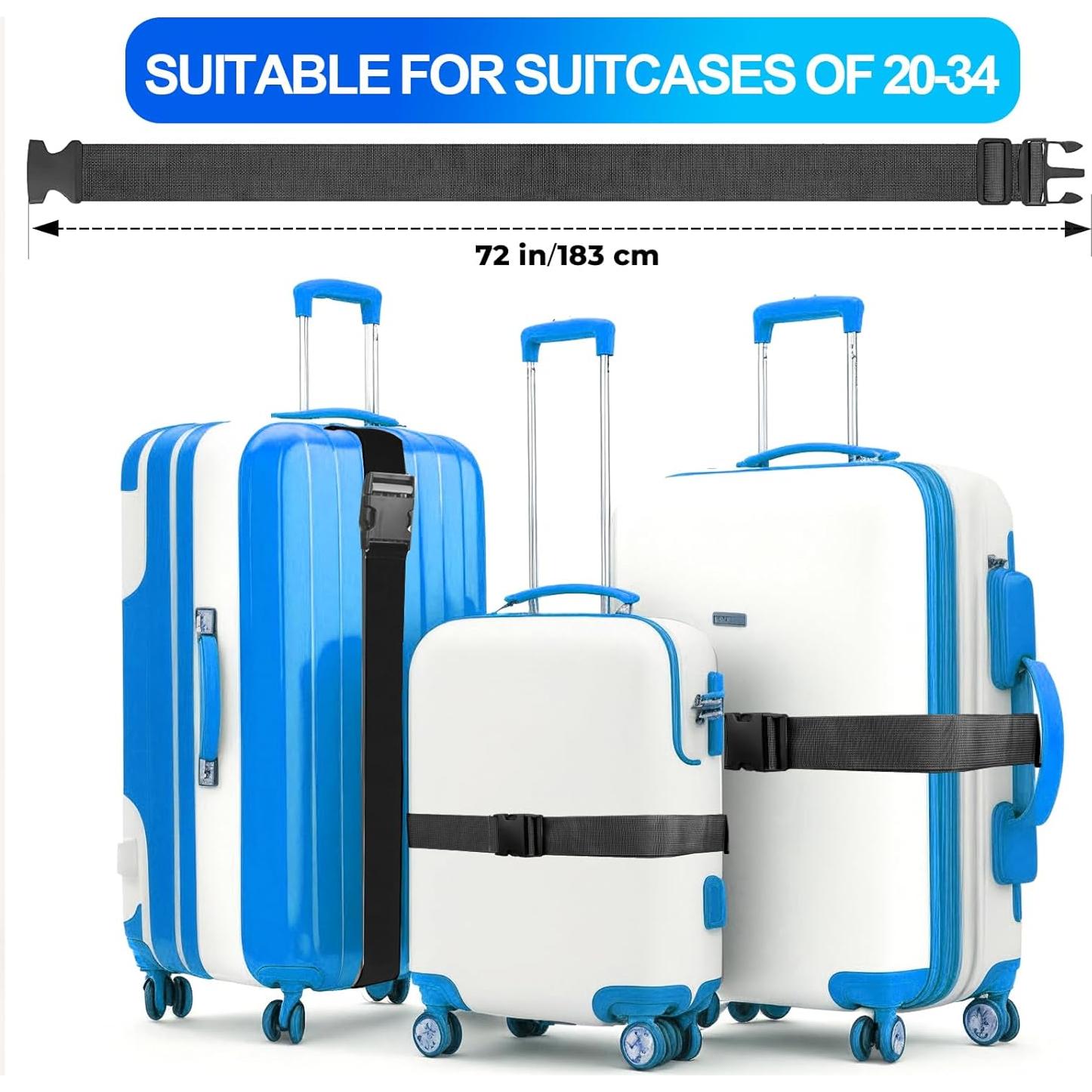 Correas para Equipaje Collwait, 4 Piezas, Ajustables, Negro