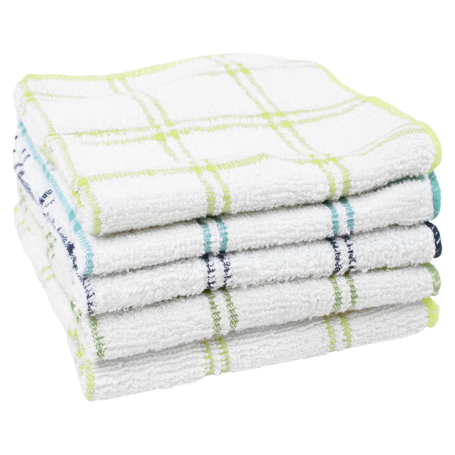Paquete de 5 Paños de Cocina Ritz 100% Algodón 30.48 cm Azul/Verde