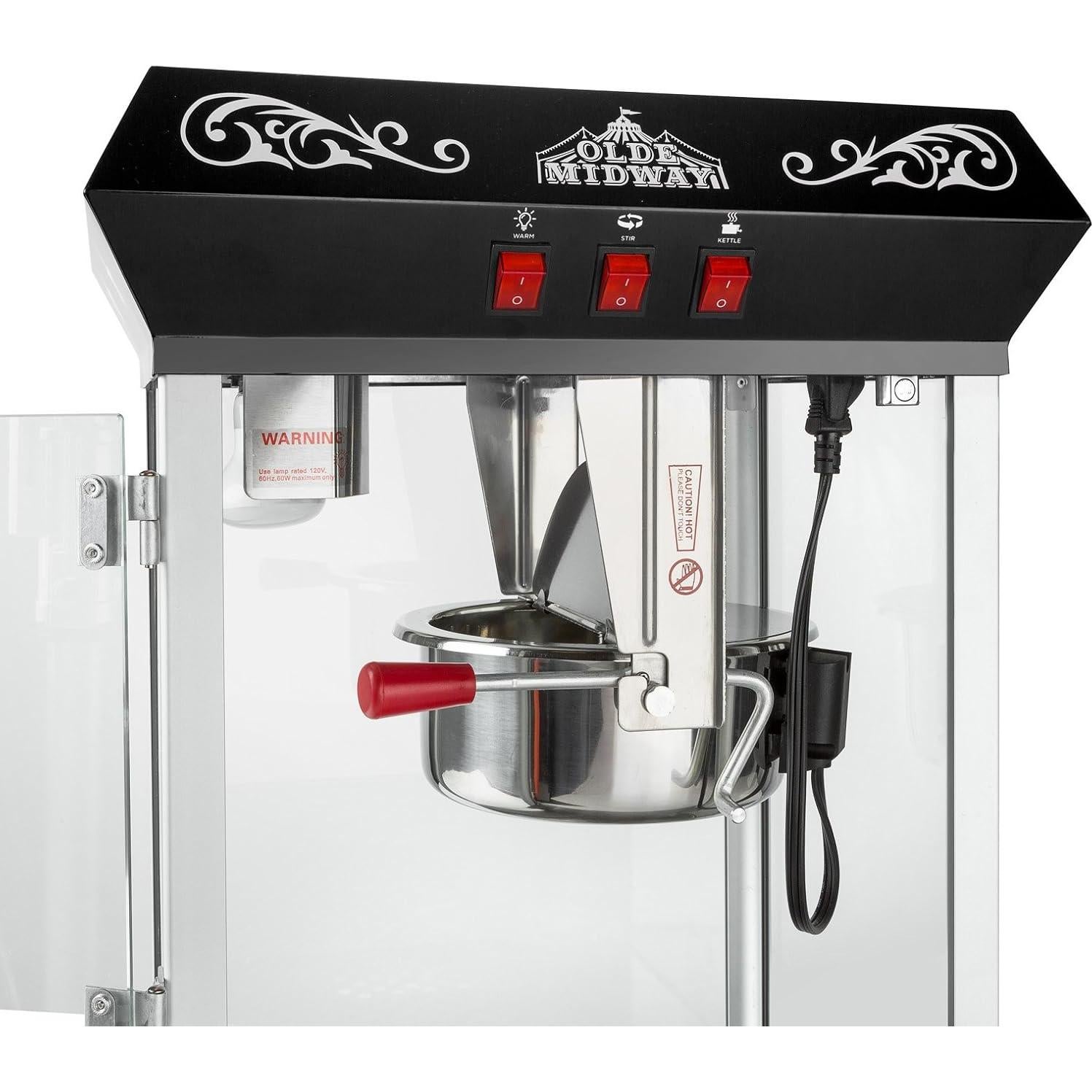 Máquina de Palomitas Olde Midway 10 Onzas Negra - Estilo Retro
