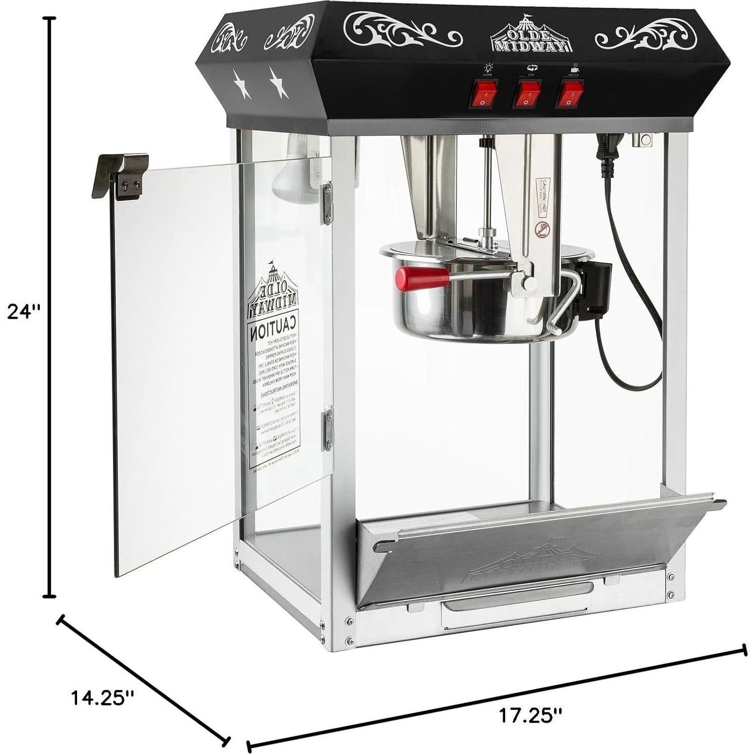 Máquina de Palomitas Olde Midway 10 Onzas Negra - Estilo Retro