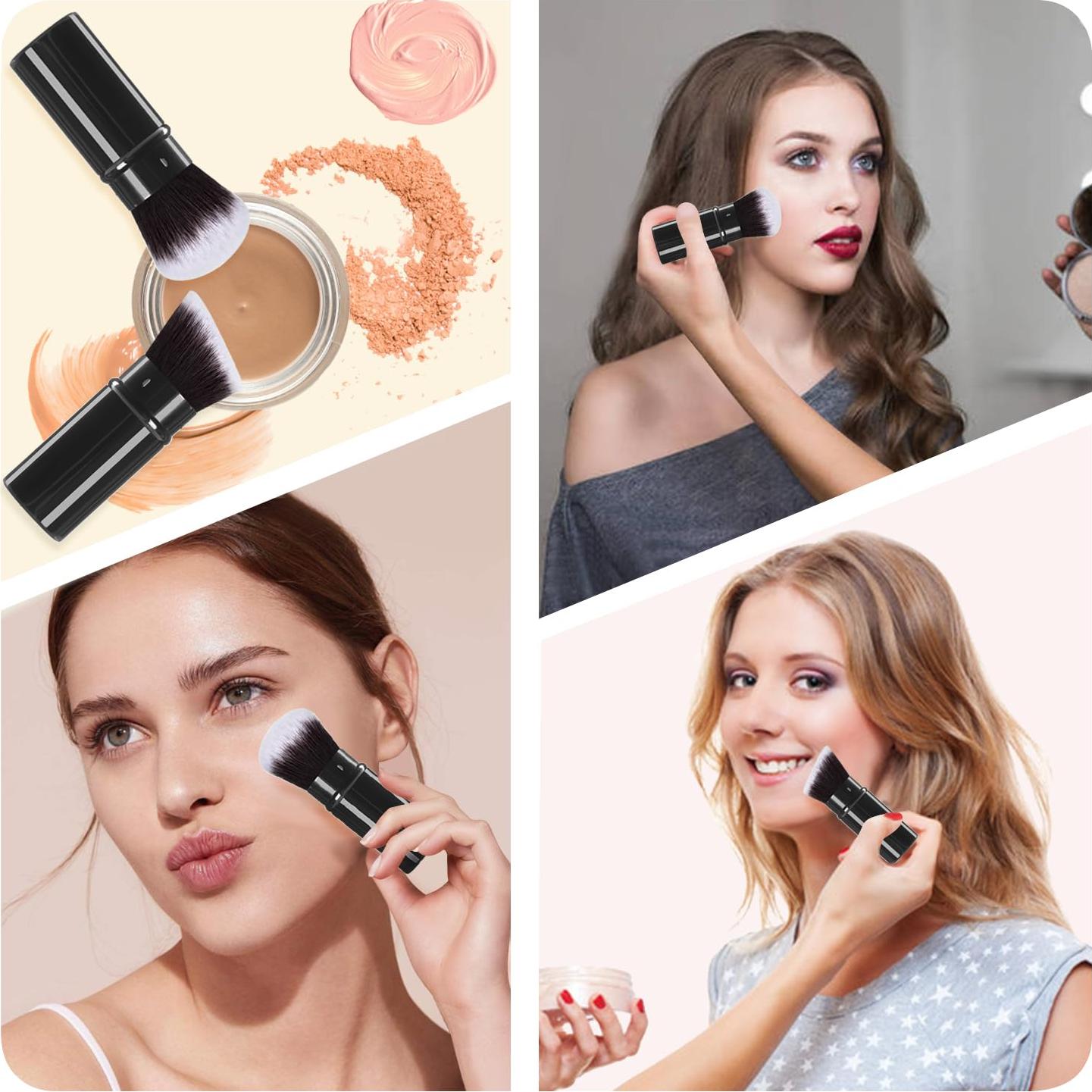 Paquete de 2 Pinceles Kabuki Retráctiles Keriloo para Maquillaje