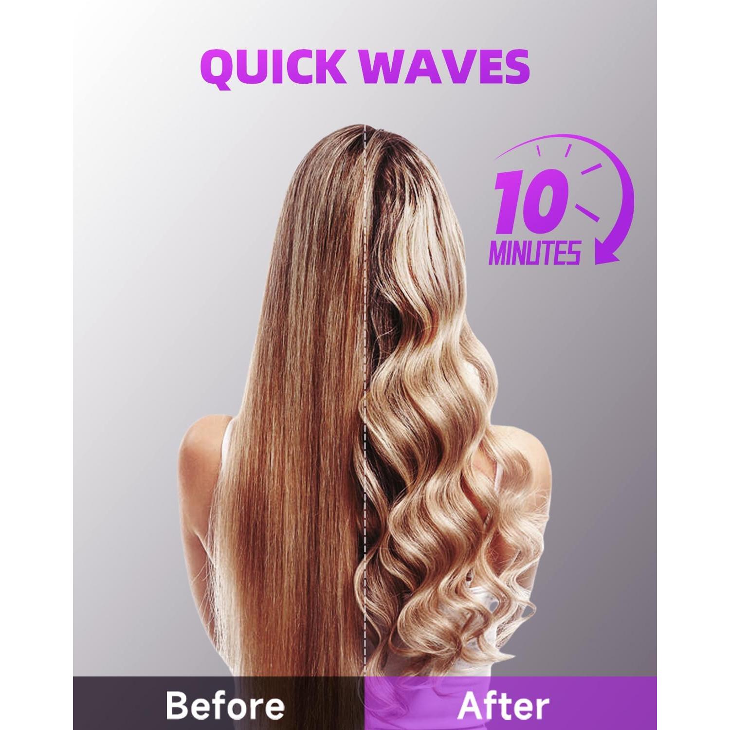 Automatic Curling Iron,1 1/4 Hair Curler with 3 Temperatures, 10S Fast Heating, 2-Way Rotation, 30 Min Auto Shut-Off, 25 Million Ionic, Anti-Scald-Tangle for Hair Styling