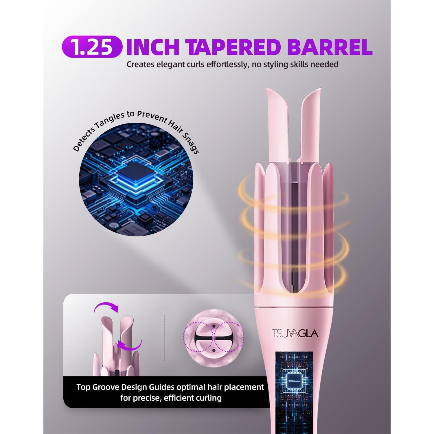 Automatic Curling Iron,1 1/4 Hair Curler with 3 Temperatures, 10S Fast Heating, 2-Way Rotation, 30 Min Auto Shut-Off, 25 Million Ionic, Anti-Scald-Tangle for Hair Styling