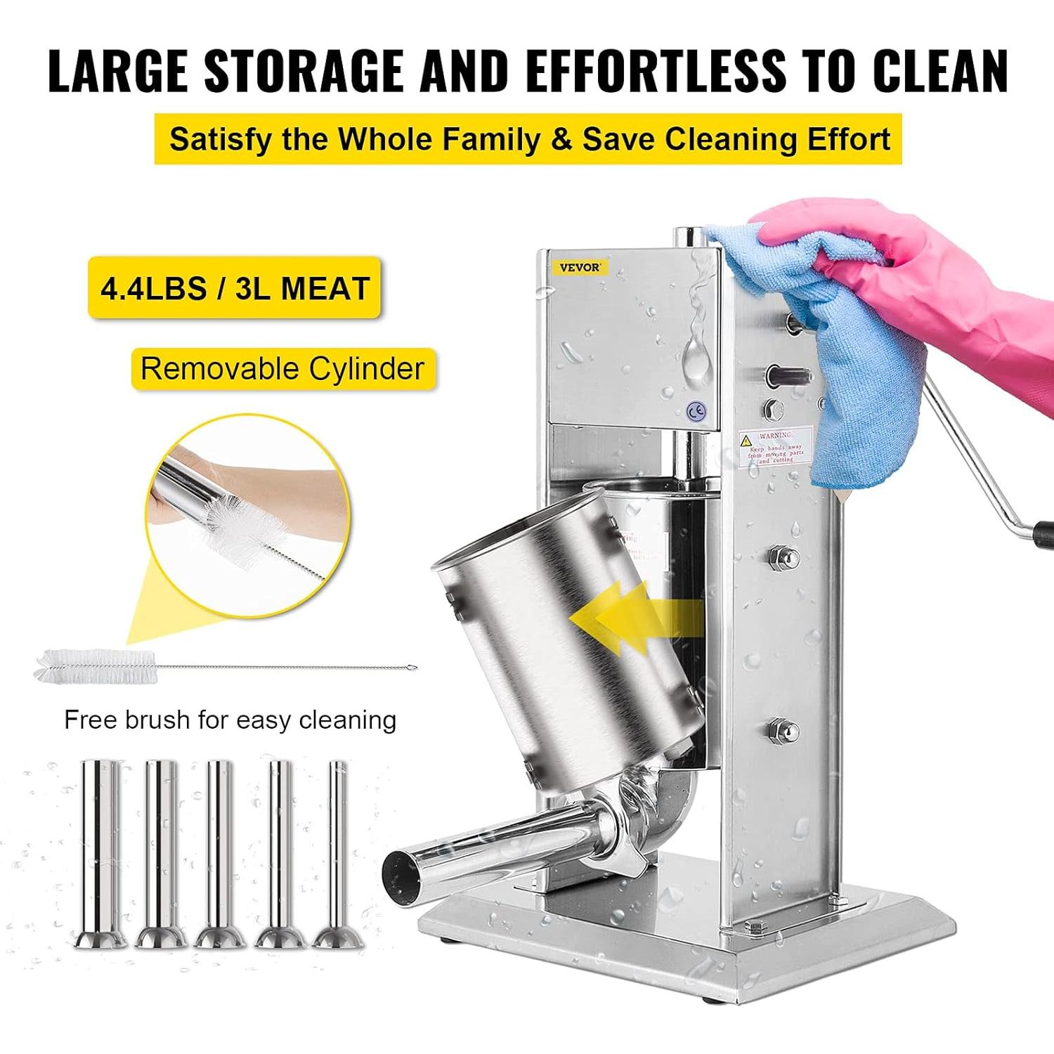 Embutidor de Salchichas Happybuy 3L Acero Inoxidable 2 Velocidades